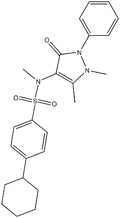 4-cyclohexyl-N-(1,5-dimethyl-3-oxo-2-phenylpyrazol-4-yl)-N-methylbenzenesulfonamide Struktur