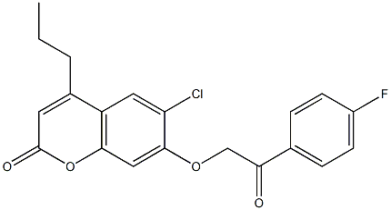 6-chloro-7-[2-(4-fluorophenyl)-2-oxoethoxy]-4-propylchromen-2-one Struktur