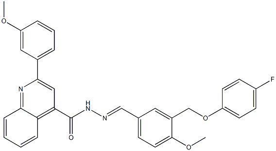 N-[(E)-[3-[(4-fluorophenoxy)methyl]-4-methoxyphenyl]methylideneamino]-2-(3-methoxyphenyl)quinoline-4-carboxamide Struktur