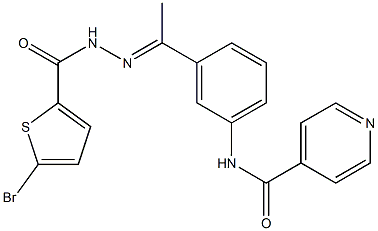 N-[3-[(E)-N-[(5-bromothiophene-2-carbonyl)amino]-C-methylcarbonimidoyl]phenyl]pyridine-4-carboxamide Struktur