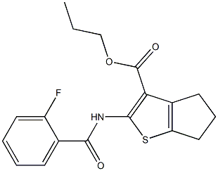 propyl 2-[(2-fluorobenzoyl)amino]-5,6-dihydro-4H-cyclopenta[b]thiophene-3-carboxylate Structure