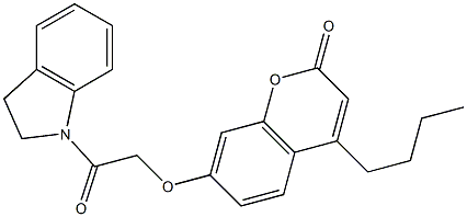 4-butyl-7-[2-(2,3-dihydroindol-1-yl)-2-oxoethoxy]chromen-2-one Struktur