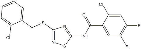 2-chloro-N-[3-[(2-chlorophenyl)methylsulfanyl]-1,2,4-thiadiazol-5-yl]-4,5-difluorobenzamide Struktur