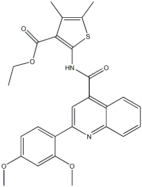 ethyl 2-[[2-(2,4-dimethoxyphenyl)quinoline-4-carbonyl]amino]-4,5-dimethylthiophene-3-carboxylate Struktur