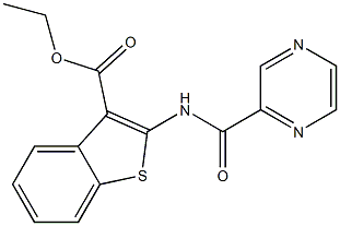 ethyl 2-(pyrazine-2-carbonylamino)-1-benzothiophene-3-carboxylate Struktur