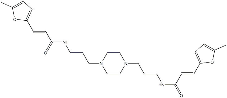 (E)-3-(5-methylfuran-2-yl)-N-[3-[4-[3-[[(E)-3-(5-methylfuran-2-yl)prop-2-enoyl]amino]propyl]piperazin-1-yl]propyl]prop-2-enamide Struktur