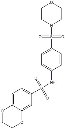 N-(4-morpholin-4-ylsulfonylphenyl)-2,3-dihydro-1,4-benzodioxine-6-sulfonamide Struktur