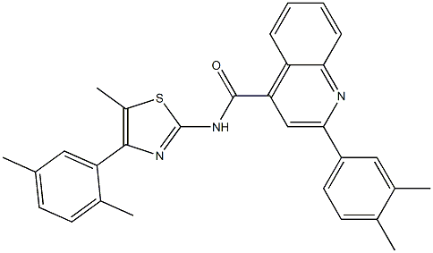 2-(3,4-dimethylphenyl)-N-[4-(2,5-dimethylphenyl)-5-methyl-1,3-thiazol-2-yl]quinoline-4-carboxamide Struktur