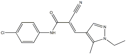 (E)-N-(4-chlorophenyl)-2-cyano-3-(1-ethyl-5-methylpyrazol-4-yl)prop-2-enamide Struktur