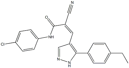 (Z)-N-(4-chlorophenyl)-2-cyano-3-[5-(4-ethylphenyl)-1H-pyrazol-4-yl]prop-2-enamide Struktur