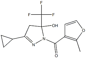 [3-cyclopropyl-5-hydroxy-5-(trifluoromethyl)-4H-pyrazol-1-yl]-(2-methylfuran-3-yl)methanone Struktur