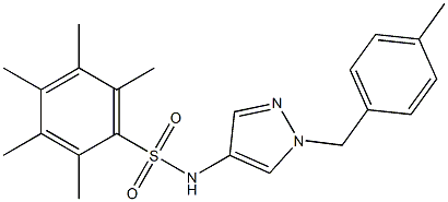 2,3,4,5,6-pentamethyl-N-[1-[(4-methylphenyl)methyl]pyrazol-4-yl]benzenesulfonamide Struktur