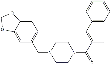 (E)-1-[4-(1,3-benzodioxol-5-ylmethyl)piperazin-1-yl]-2-methyl-3-phenylprop-2-en-1-one Struktur