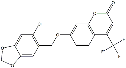 7-[(6-chloro-1,3-benzodioxol-5-yl)methoxy]-4-(trifluoromethyl)chromen-2-one Struktur