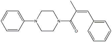 (Z)-2-methyl-3-phenyl-1-(4-phenylpiperazin-1-yl)prop-2-en-1-one Struktur