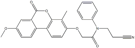 N-(2-cyanoethyl)-2-(8-methoxy-4-methyl-6-oxobenzo[c]chromen-3-yl)oxy-N-phenylacetamide Struktur