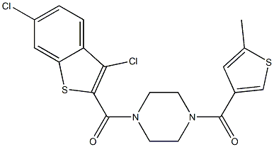 [4-(3,6-dichloro-1-benzothiophene-2-carbonyl)piperazin-1-yl]-(5-methylthiophen-3-yl)methanone Struktur