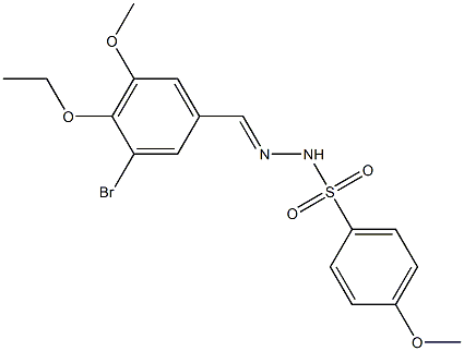 N-[(E)-(3-bromo-4-ethoxy-5-methoxyphenyl)methylideneamino]-4-methoxybenzenesulfonamide Struktur