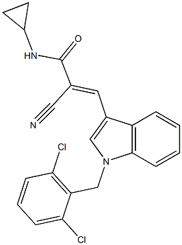 (E)-2-cyano-N-cyclopropyl-3-[1-[(2,6-dichlorophenyl)methyl]indol-3-yl]prop-2-enamide Struktur