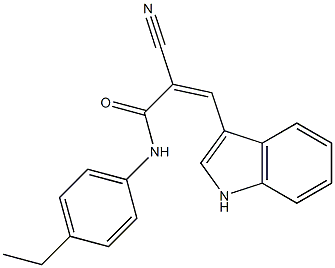 (Z)-2-cyano-N-(4-ethylphenyl)-3-(1H-indol-3-yl)prop-2-enamide Struktur