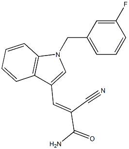 (E)-2-cyano-3-[1-[(3-fluorophenyl)methyl]indol-3-yl]prop-2-enamide Struktur