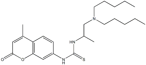 1-[1-(dipentylamino)propan-2-yl]-3-(4-methyl-2-oxochromen-7-yl)thiourea Struktur