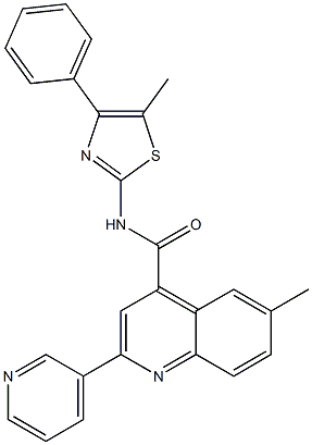 6-methyl-N-(5-methyl-4-phenyl-1,3-thiazol-2-yl)-2-pyridin-3-ylquinoline-4-carboxamide Struktur