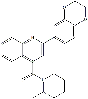 [2-(2,3-dihydro-1,4-benzodioxin-6-yl)quinolin-4-yl]-(2,6-dimethylpiperidin-1-yl)methanone Struktur