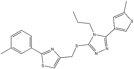 2-(3-methylphenyl)-4-[[5-(5-methylthiophen-3-yl)-4-propyl-1,2,4-triazol-3-yl]sulfanylmethyl]-1,3-thiazole Structure