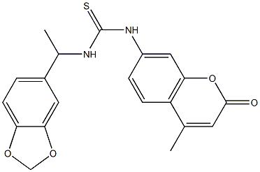 1-[1-(1,3-benzodioxol-5-yl)ethyl]-3-(4-methyl-2-oxochromen-7-yl)thiourea Struktur