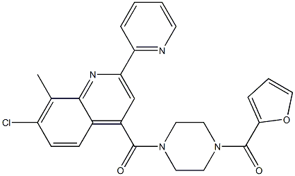 [4-(7-chloro-8-methyl-2-pyridin-2-ylquinoline-4-carbonyl)piperazin-1-yl]-(furan-2-yl)methanone Struktur