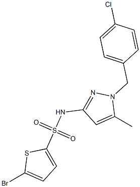 5-bromo-N-[1-[(4-chlorophenyl)methyl]-5-methylpyrazol-3-yl]thiophene-2-sulfonamide Struktur