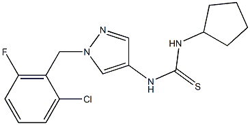 1-[1-[(2-chloro-6-fluorophenyl)methyl]pyrazol-4-yl]-3-cyclopentylthiourea Struktur