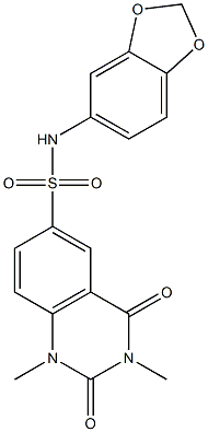 N-(1,3-benzodioxol-5-yl)-1,3-dimethyl-2,4-dioxoquinazoline-6-sulfonamide Struktur