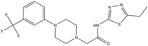 N-(5-ethyl-1,3,4-thiadiazol-2-yl)-2-[4-[3-(trifluoromethyl)phenyl]piperazin-1-yl]acetamide Struktur