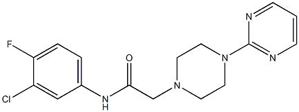 N-(3-chloro-4-fluorophenyl)-2-(4-pyrimidin-2-ylpiperazin-1-yl)acetamide Struktur