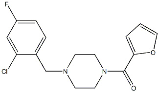 [4-[(2-chloro-4-fluorophenyl)methyl]piperazin-1-yl]-(furan-2-yl)methanone Struktur