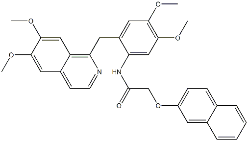 N-[2-[(6,7-dimethoxyisoquinolin-1-yl)methyl]-4,5-dimethoxyphenyl]-2-naphthalen-2-yloxyacetamide Struktur