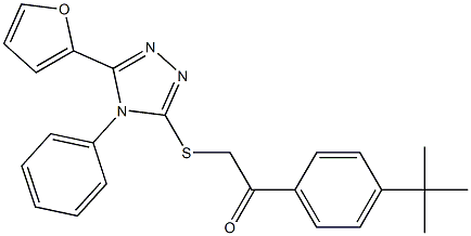 1-(4-tert-butylphenyl)-2-[[5-(furan-2-yl)-4-phenyl-1,2,4-triazol-3-yl]sulfanyl]ethanone Struktur