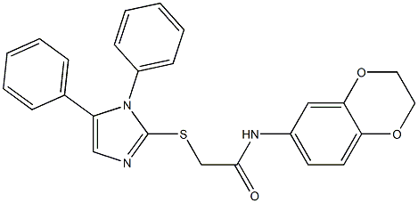 N-(2,3-dihydro-1,4-benzodioxin-6-yl)-2-(1,5-diphenylimidazol-2-yl)sulfanylacetamide Struktur