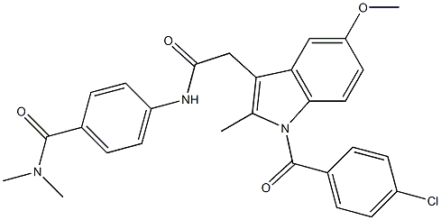 4-[[2-[1-(4-chlorobenzoyl)-5-methoxy-2-methylindol-3-yl]acetyl]amino]-N,N-dimethylbenzamide Struktur