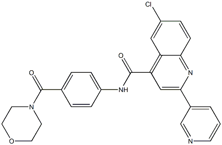 6-chloro-N-[4-(morpholine-4-carbonyl)phenyl]-2-pyridin-3-ylquinoline-4-carboxamide Struktur