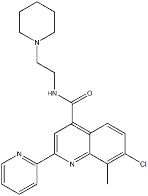 7-chloro-8-methyl-N-(2-piperidin-1-ylethyl)-2-pyridin-2-ylquinoline-4-carboxamide Struktur