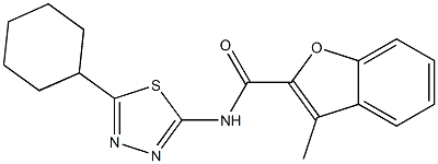 N-(5-cyclohexyl-1,3,4-thiadiazol-2-yl)-3-methyl-1-benzofuran-2-carboxamide Struktur