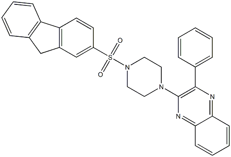 2-[4-(9H-fluoren-2-ylsulfonyl)piperazin-1-yl]-3-phenylquinoxaline Struktur