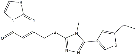 7-[[5-(5-ethylthiophen-3-yl)-4-methyl-1,2,4-triazol-3-yl]sulfanylmethyl]-[1,3]thiazolo[3,2-a]pyrimidin-5-one Struktur