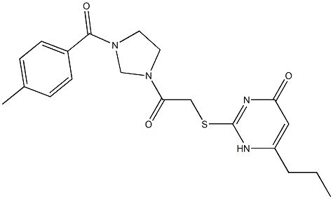 2-[2-[3-(4-methylbenzoyl)imidazolidin-1-yl]-2-oxoethyl]sulfanyl-6-propyl-1H-pyrimidin-4-one Struktur