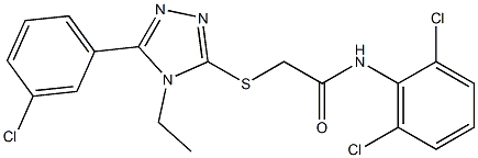 2-[[5-(3-chlorophenyl)-4-ethyl-1,2,4-triazol-3-yl]sulfanyl]-N-(2,6-dichlorophenyl)acetamide Struktur