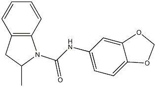 N-(1,3-benzodioxol-5-yl)-2-methyl-2,3-dihydroindole-1-carboxamide Struktur