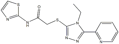 2-[(4-ethyl-5-pyridin-2-yl-1,2,4-triazol-3-yl)sulfanyl]-N-(1,3-thiazol-2-yl)acetamide Struktur